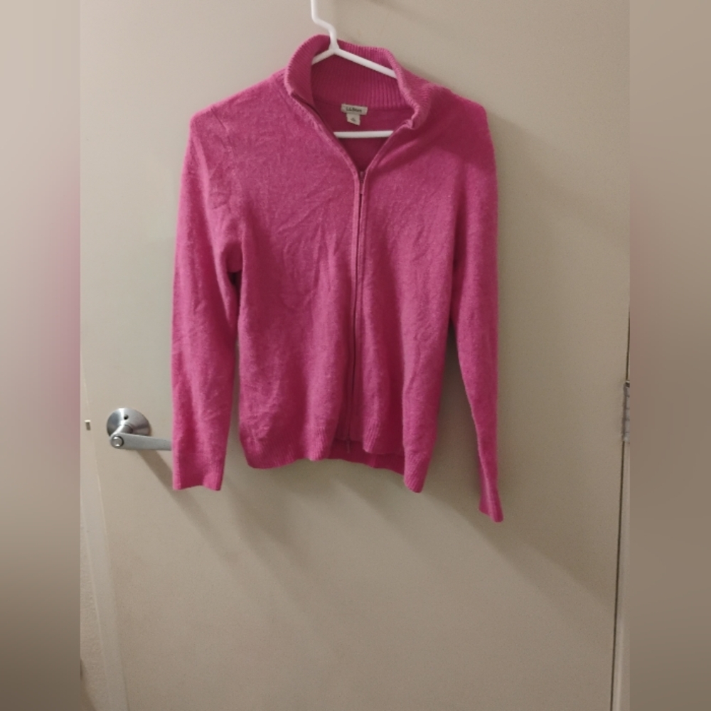 L.L. Bean Women's Pink Zip Pullover Sweater Cashmere Sz S Petite
